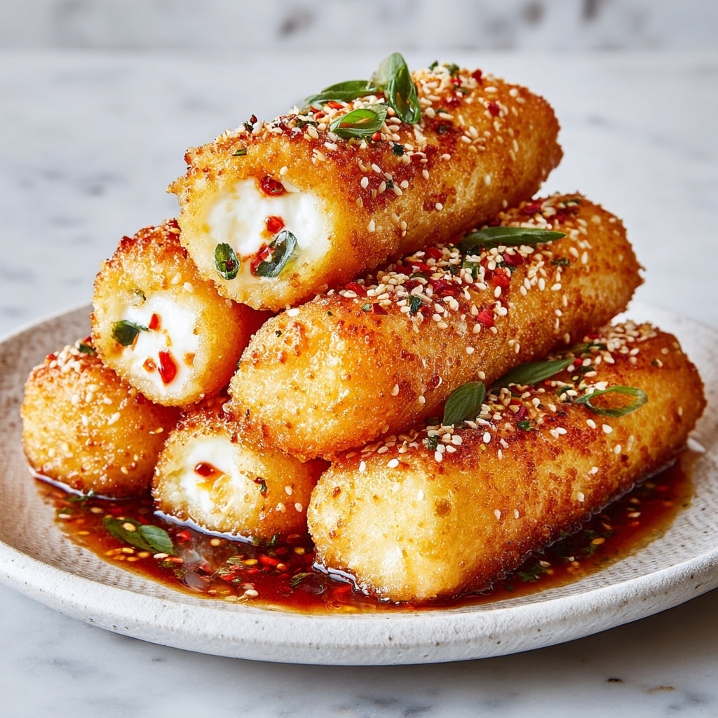 Oven Fried Feta Rolls with Chili Honey Recipe