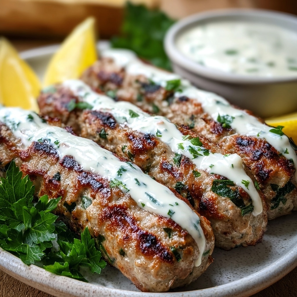 Chicken Kofta with Garlic Yogurt Sauce Recipe - Recipe Image