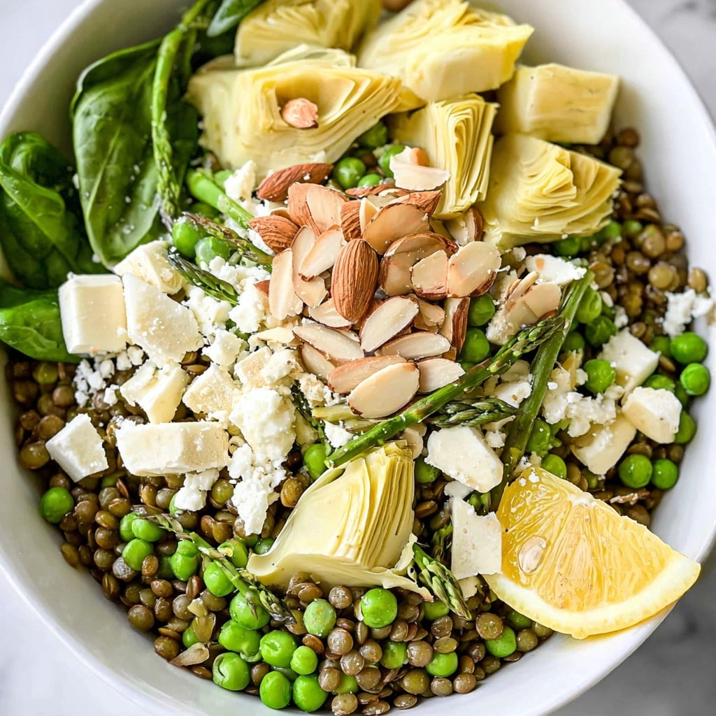 Spring Lentil Salad with Fresh Herbs, Asparagus, Peas, and Feta Recipe