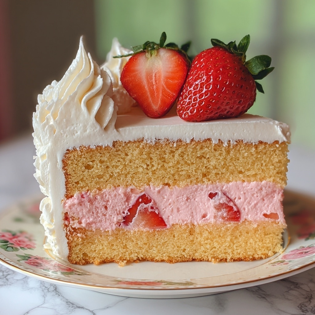 Strawberry Butter Cake with Cream Cheese Filling Recipe - Recipe Image
