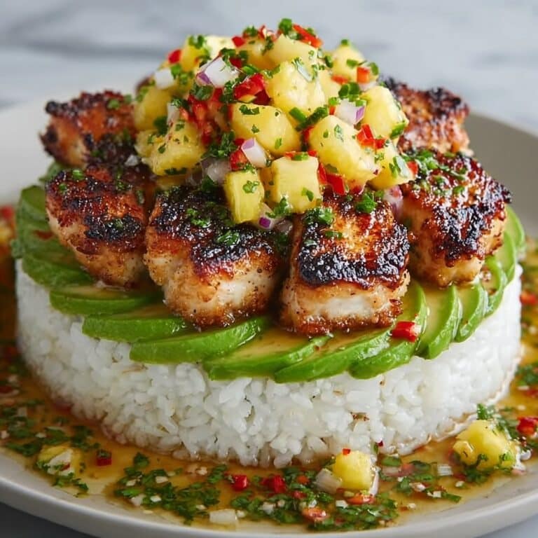 Honey Lime Chicken and Avocado Rice Stack Recipe