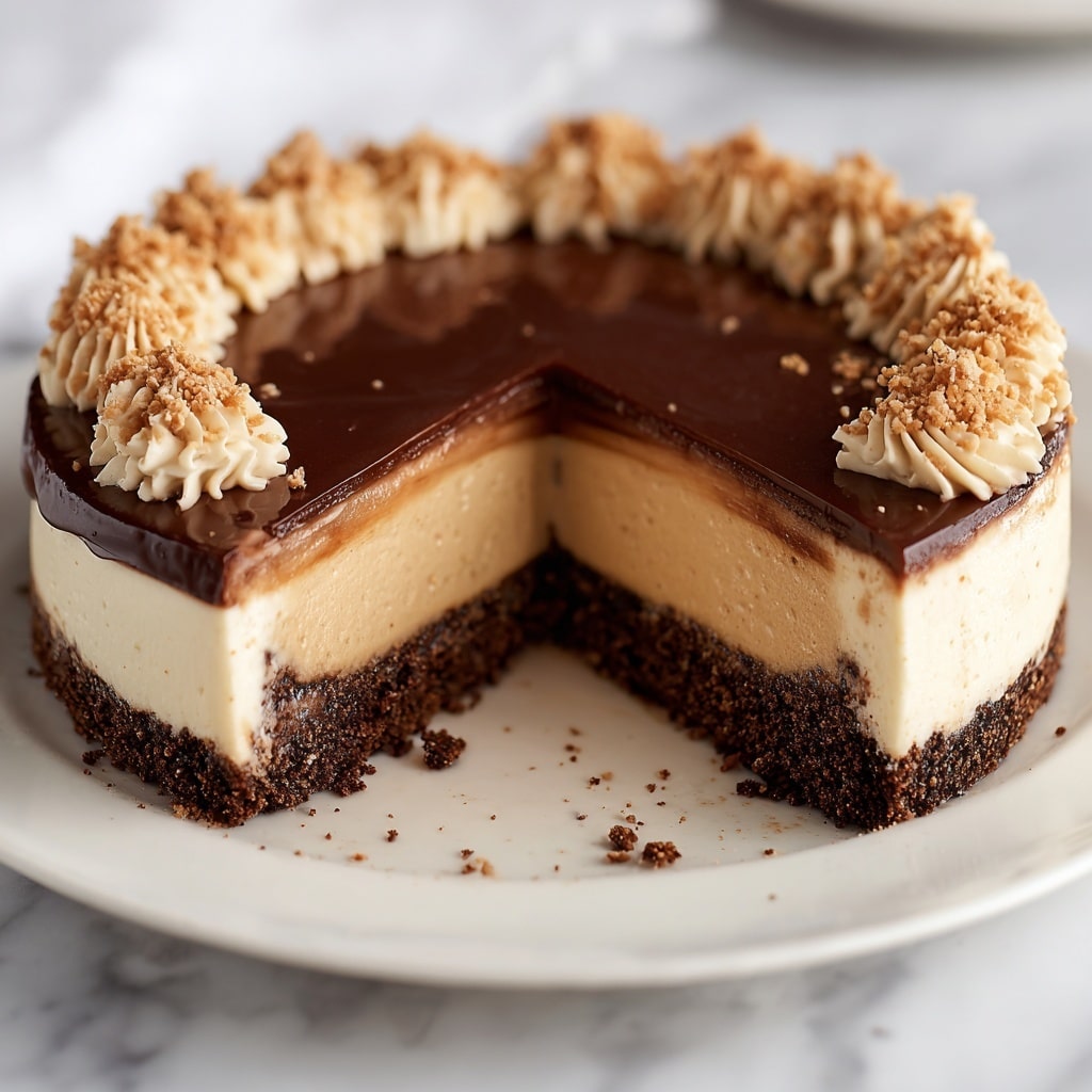 No-Bake Chocolate Peanut Butter Cheesecake Recipe - Recipe Image