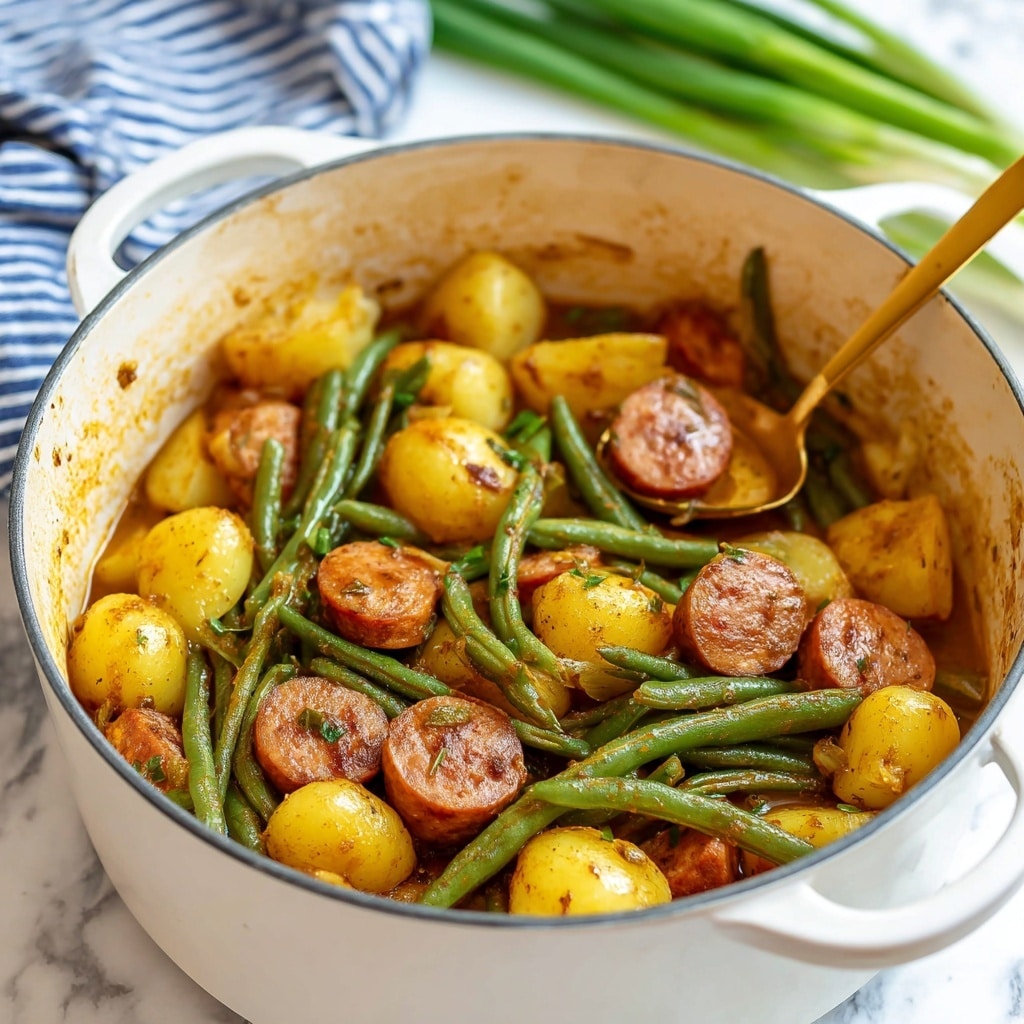 One Pot Smoked Sausage, Green Beans, and Potatoes Recipe