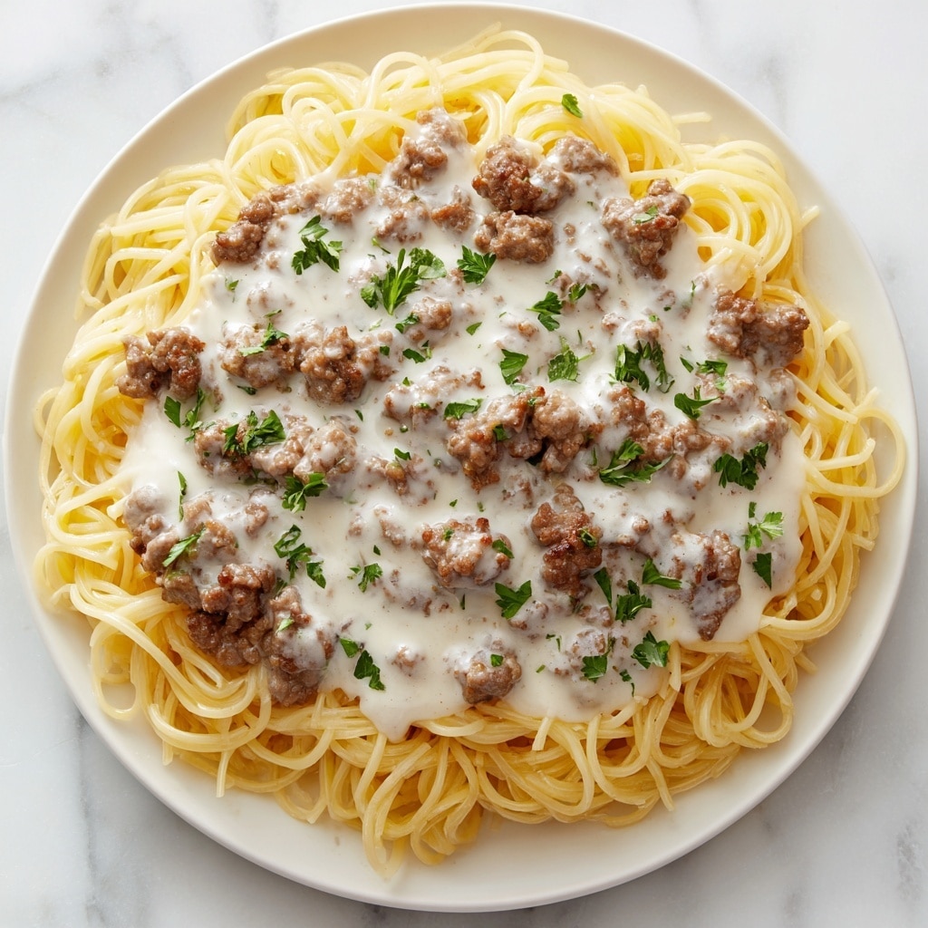 Cheesy Beef Alfredo with Linguine Recipe - Recipe Image