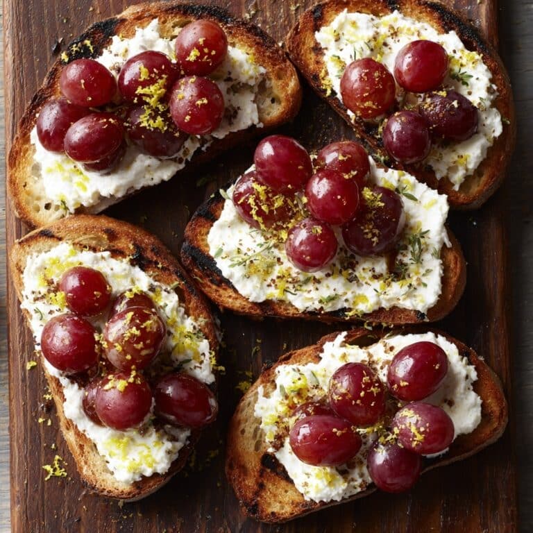 Roasted Grapes on Ricotta Toasts Recipe