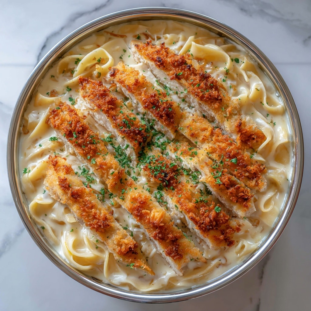 Crispy Chicken Fettuccine Alfredo Recipe - Recipe Image