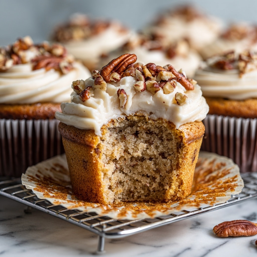 Banana Cinnamon Pecan Cupcakes with Cream Cheese Frosting Recipe - Recipe Image