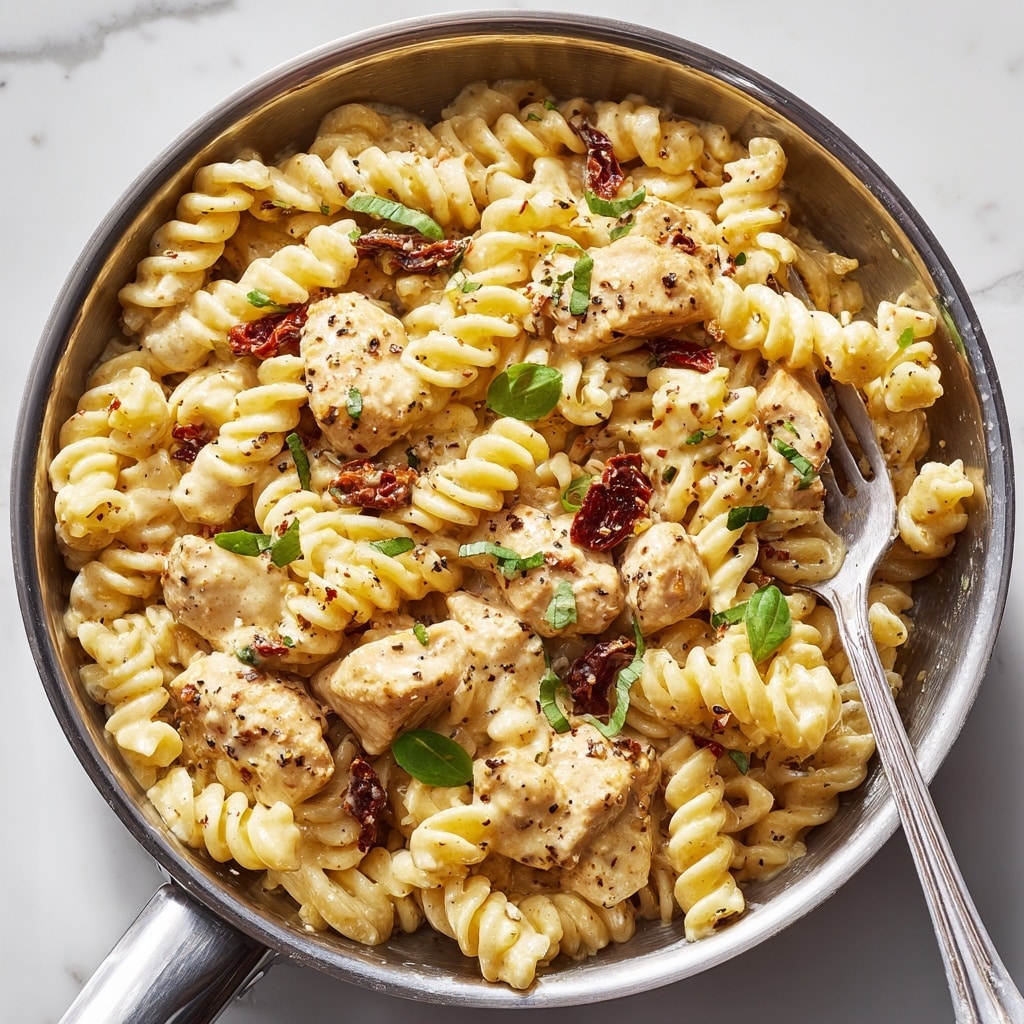 One-Pot Creamy Sun-Dried Tomato Chicken Pasta Recipe - Recipe Image
