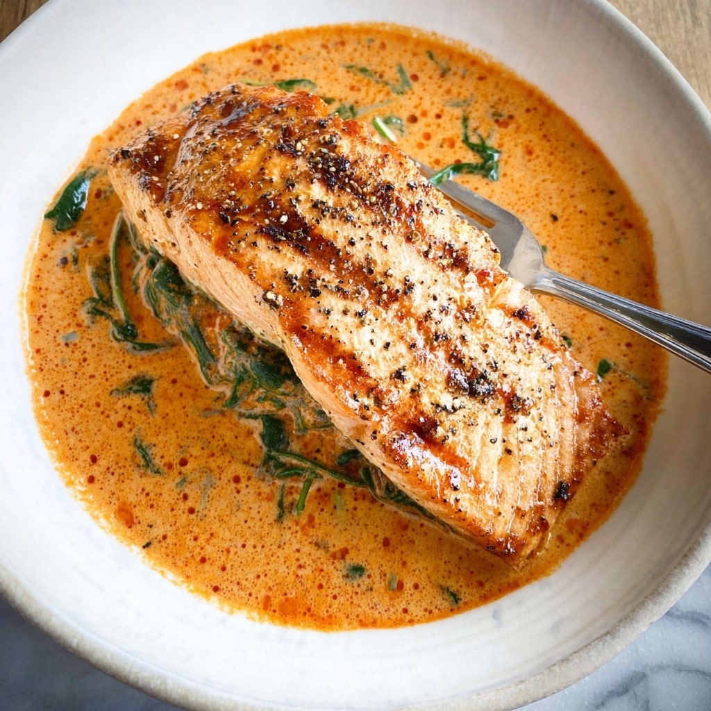 Salmon in Creamy Red Pesto Sauce Recipe
