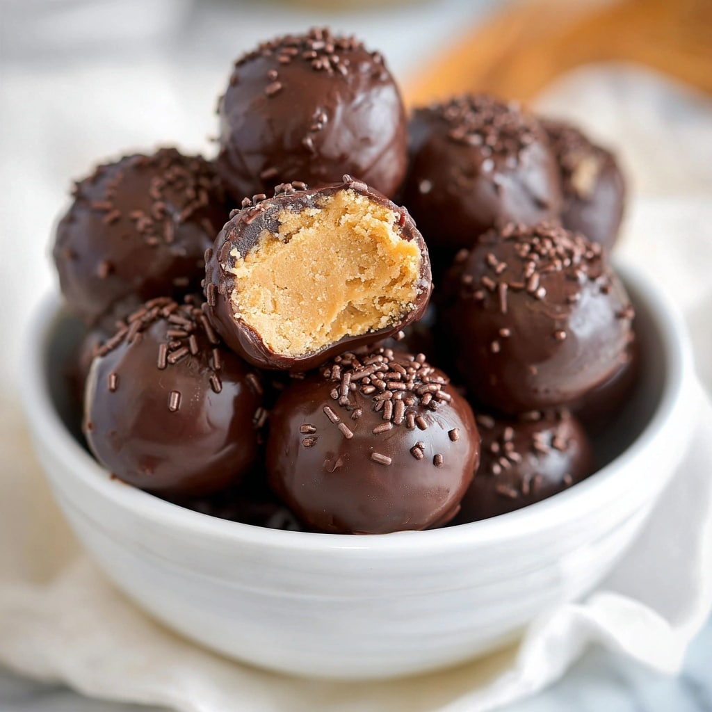 Peanut Butter Balls with Chocolate Rice Krispies Recipe - Recipe Image