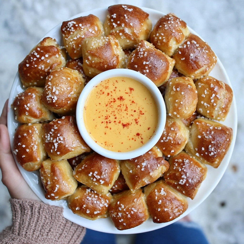 Soft Pretzel Bites with Vegan Cheese Sauce Recipe - Recipe Image