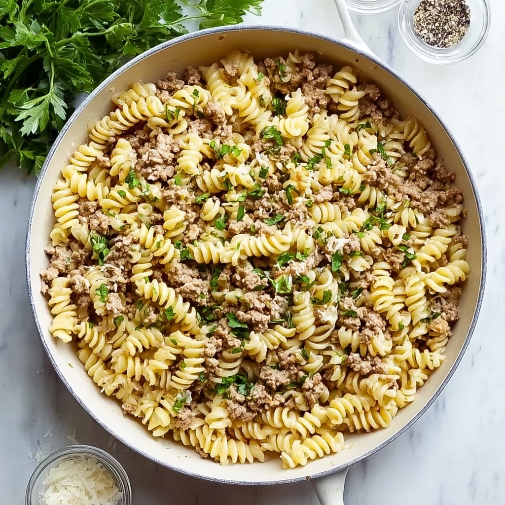 One Pot Beef and Garlic Butter Pasta Recipe - Recipe Image