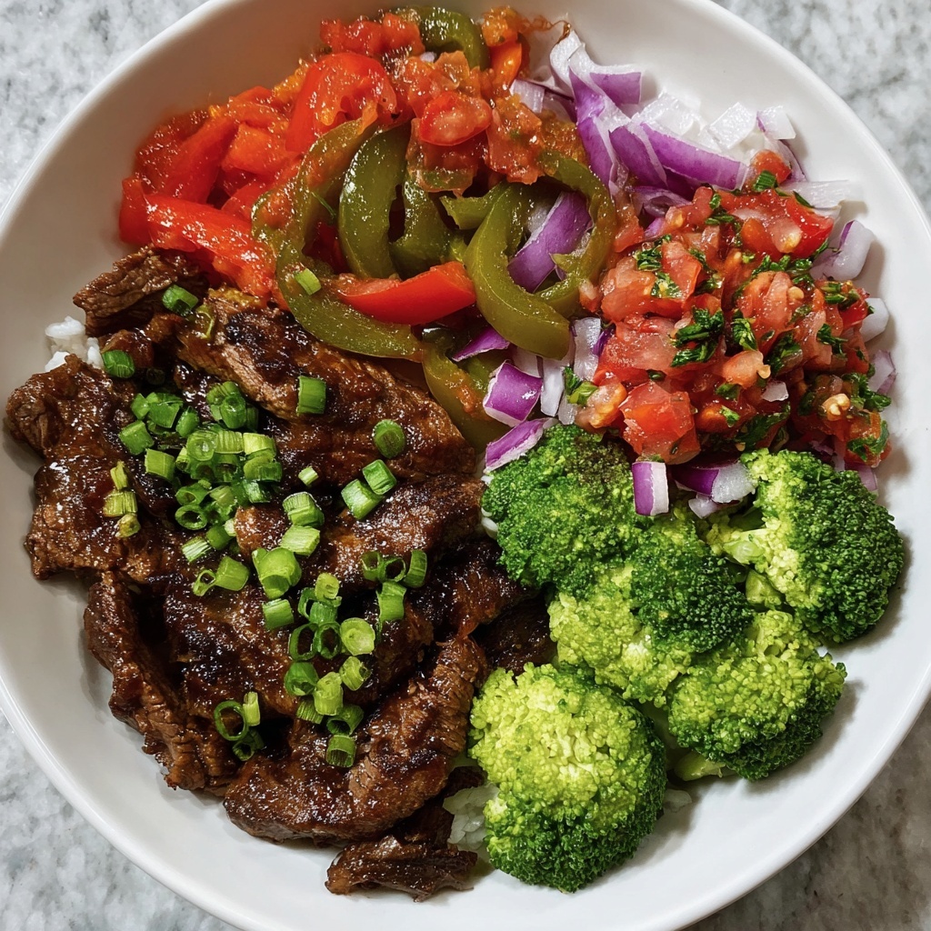 Beef Bowl with Veggies and Pico de Gallo Recipe - Recipe Image