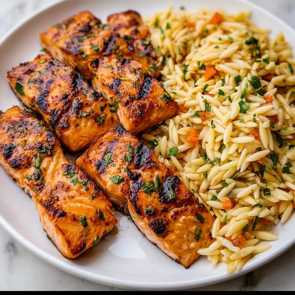 Salmon Bites with Lemon Butter Orzo Recipe - Recipe Image