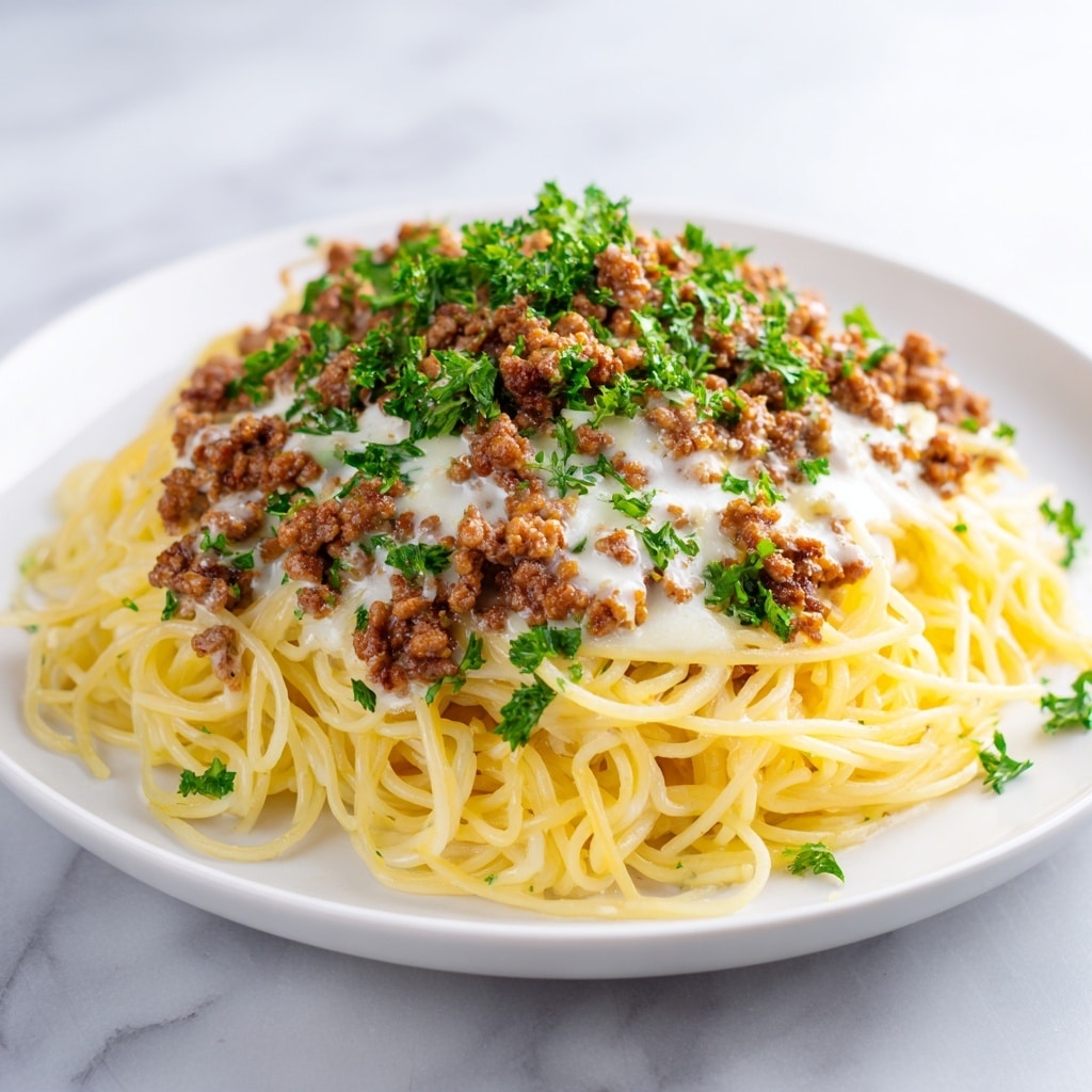 Cheesy Beef Alfredo with Linguine Recipe - Recipe Image