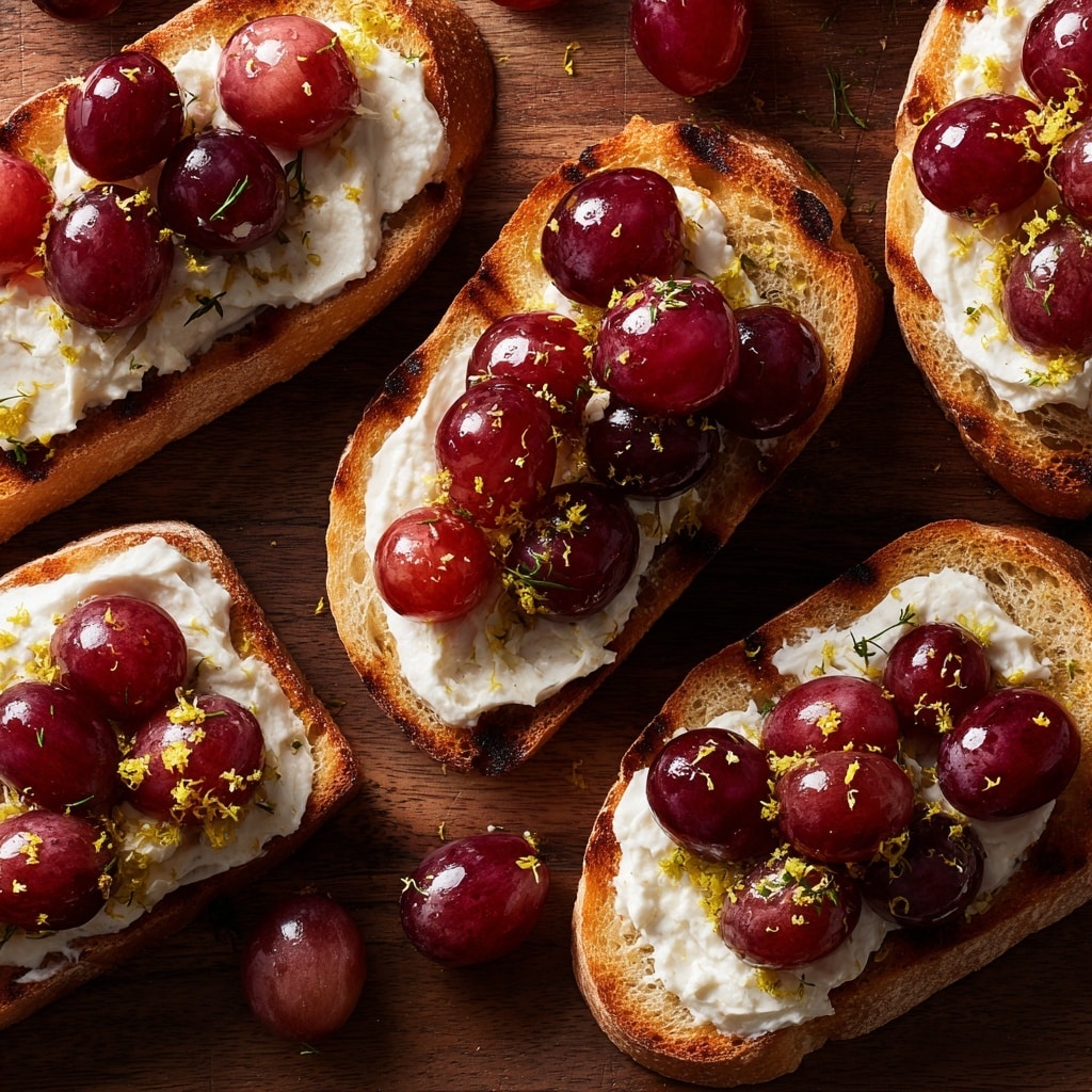 Roasted Grapes on Ricotta Toasts Recipe - Recipe Image