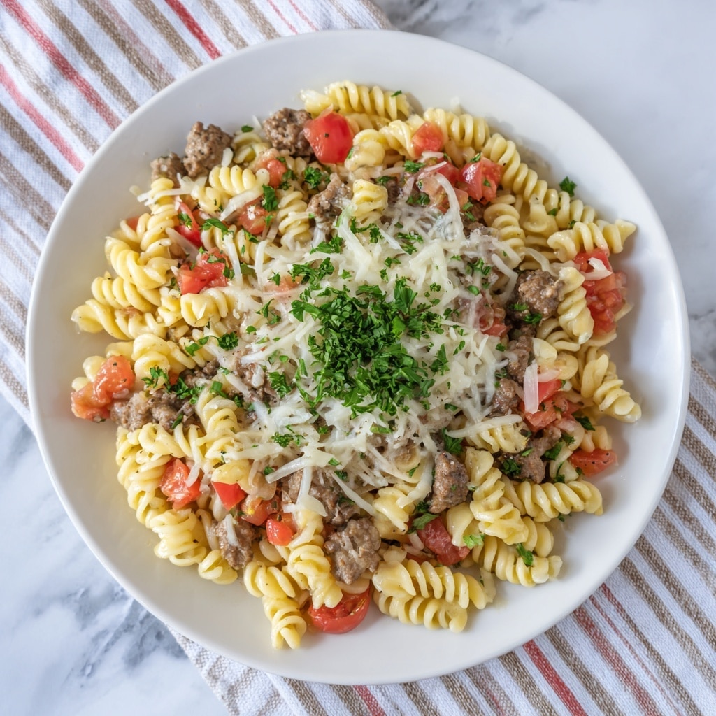Loaded Cheeseburger Alfredo Pasta Recipe - Recipe Image