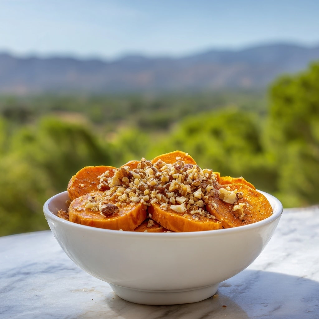 Maple Walnut Goat Cheese Roasted Sweet Potatoes Recipe - Recipe Image