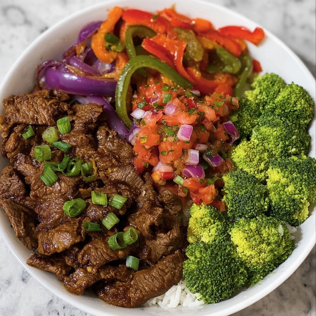 Beef Bowl with Veggies and Pico de Gallo Recipe - Recipe Image