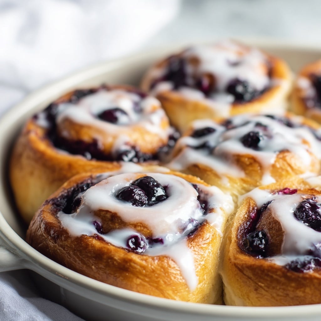 Blueberry Cinnamon Rolls with Blueberry Glaze Recipe - Recipe Image