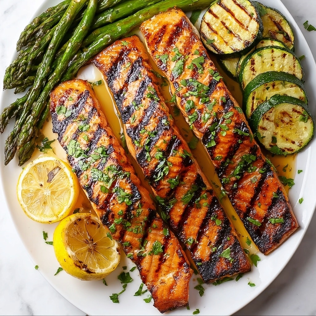 Grilled Salmon & Vegetables Recipe - Recipe Image