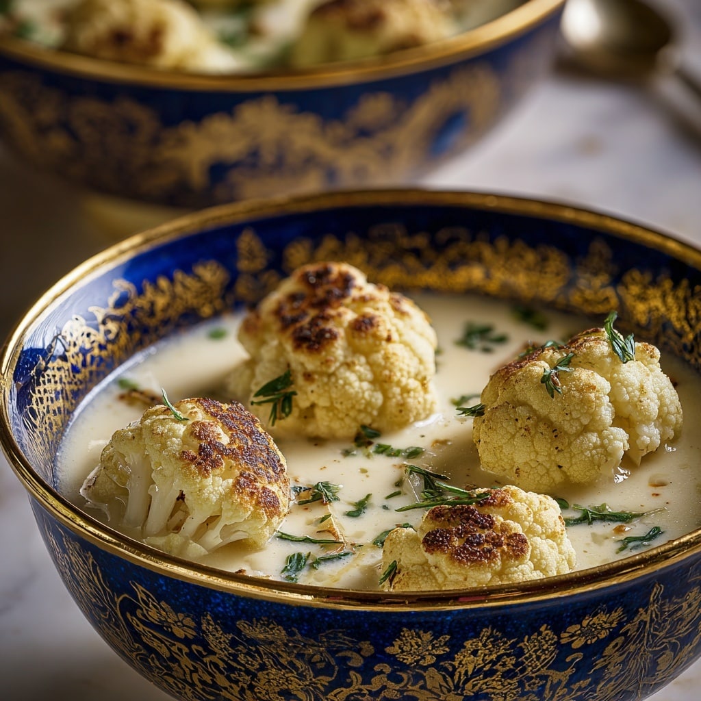 Mediterranean-Style Roasted Cauliflower Soup Recipe - Recipe Image