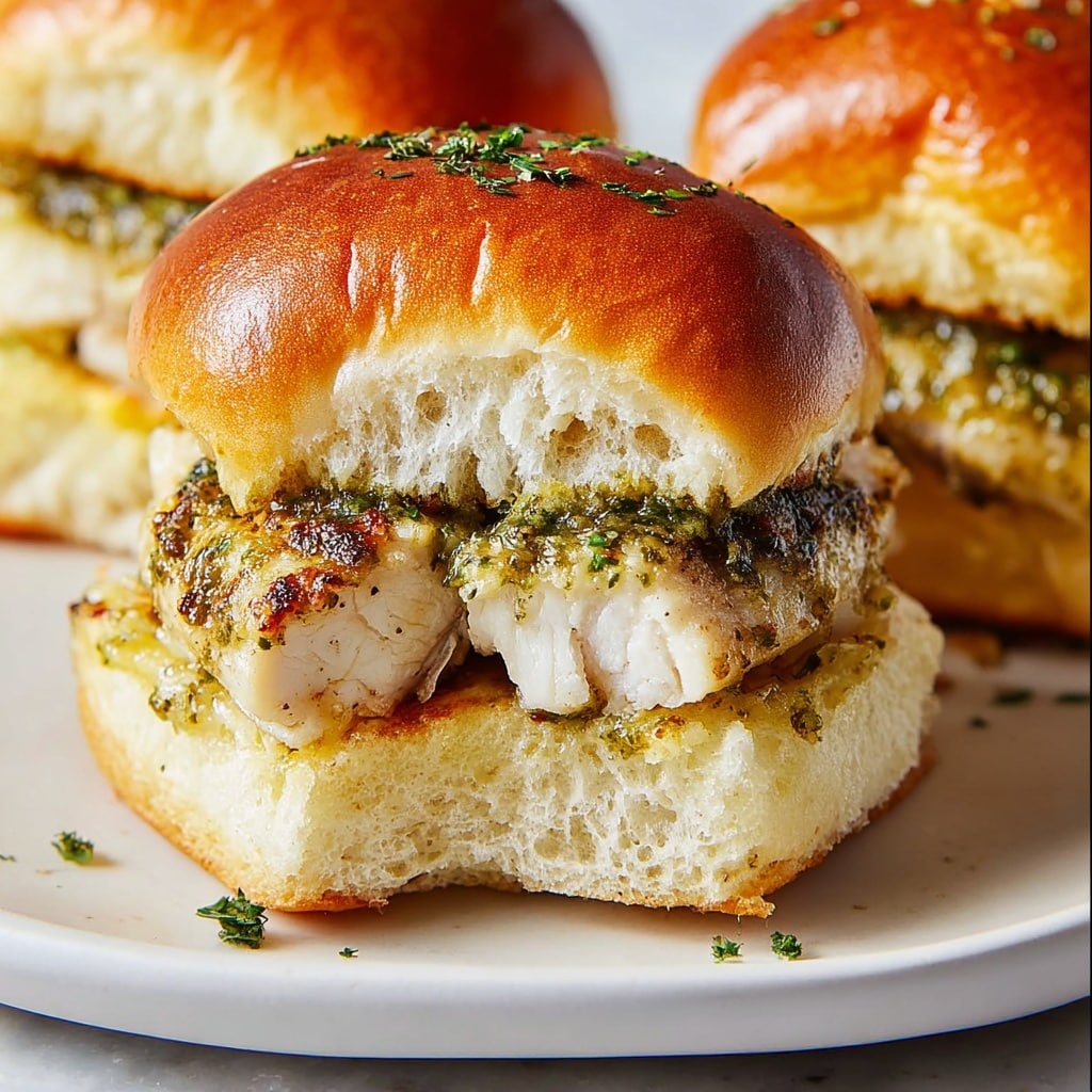 Cheesy Garlic Pesto Chicken Sliders Recipe - Recipe Image