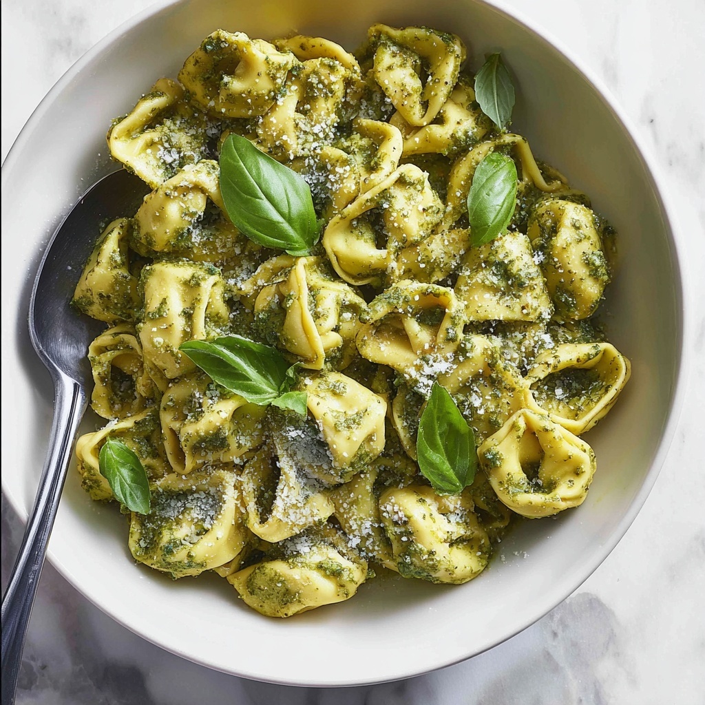 Pesto Tortellini with Baby Spinach and Parmesan Recipe - Recipe Image