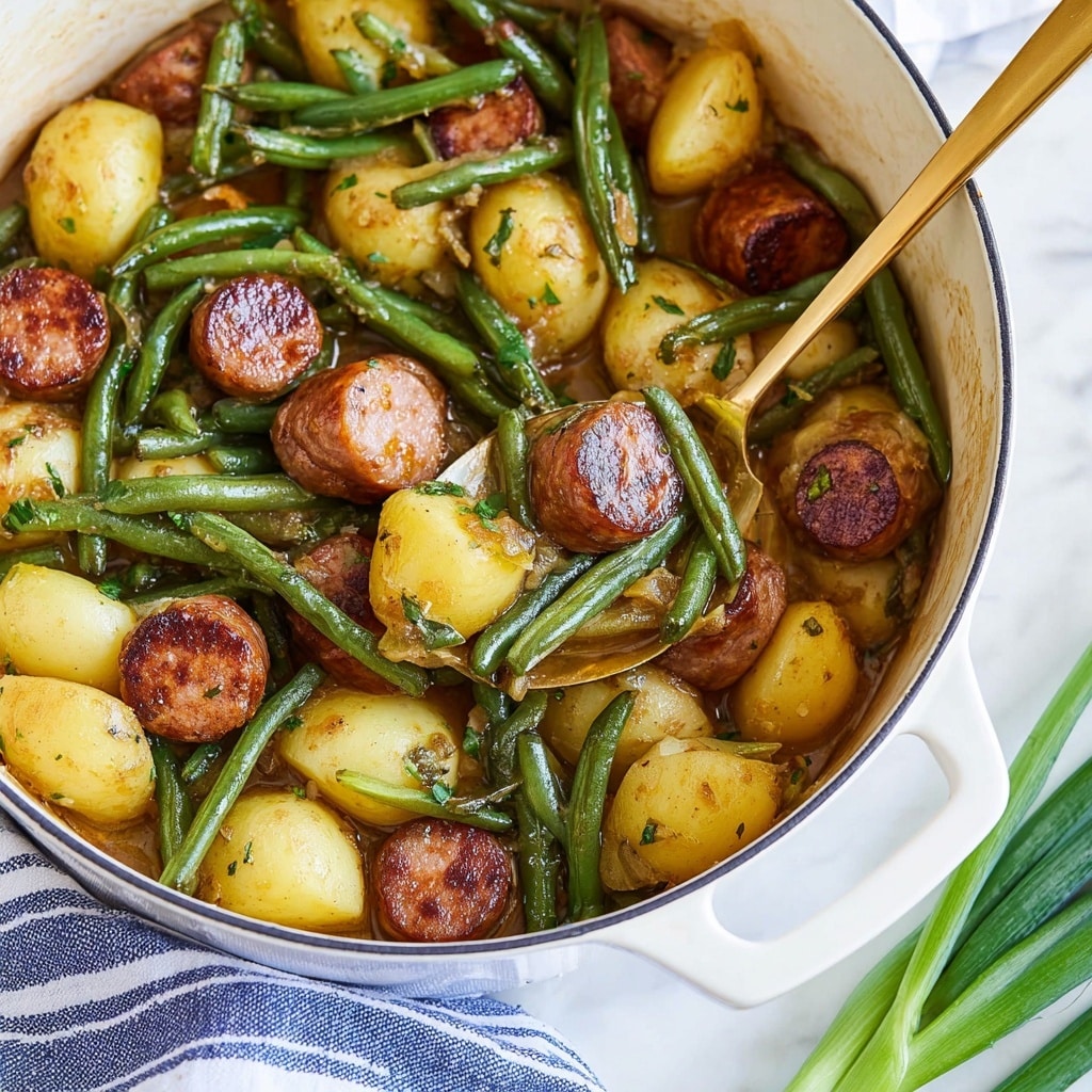 One Pot Smoked Sausage, Green Beans, and Potatoes Recipe - Recipe Image