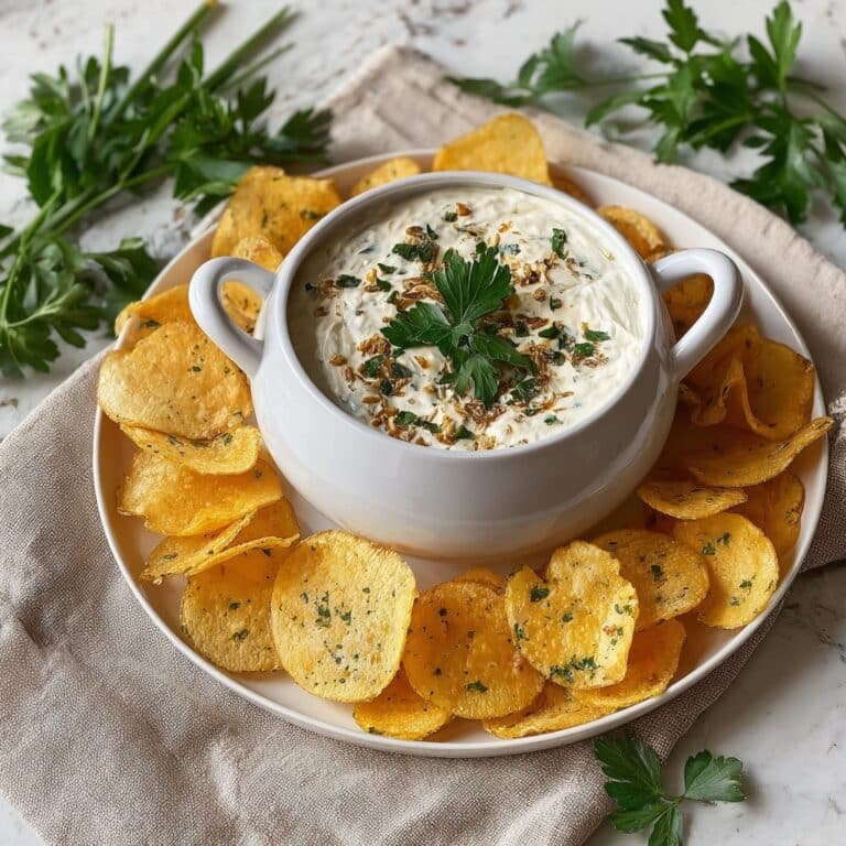 Caramelized Onion Dip with Potato Chips Recipe