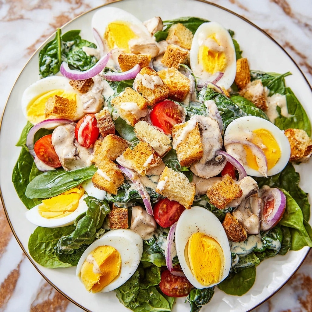 Spinach Salad with Basil Green Goddess Dressing Recipe