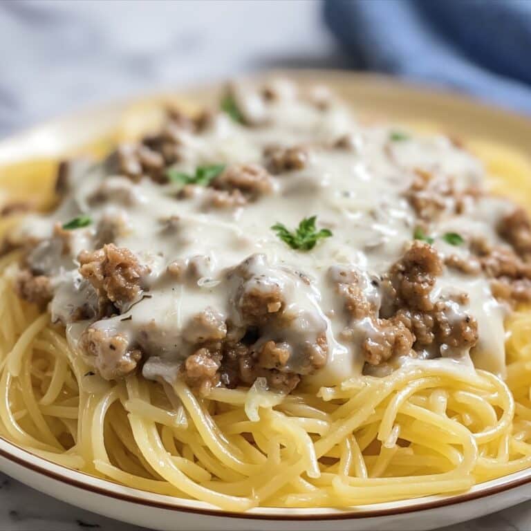 Cheesy Beef Alfredo with Linguine Recipe