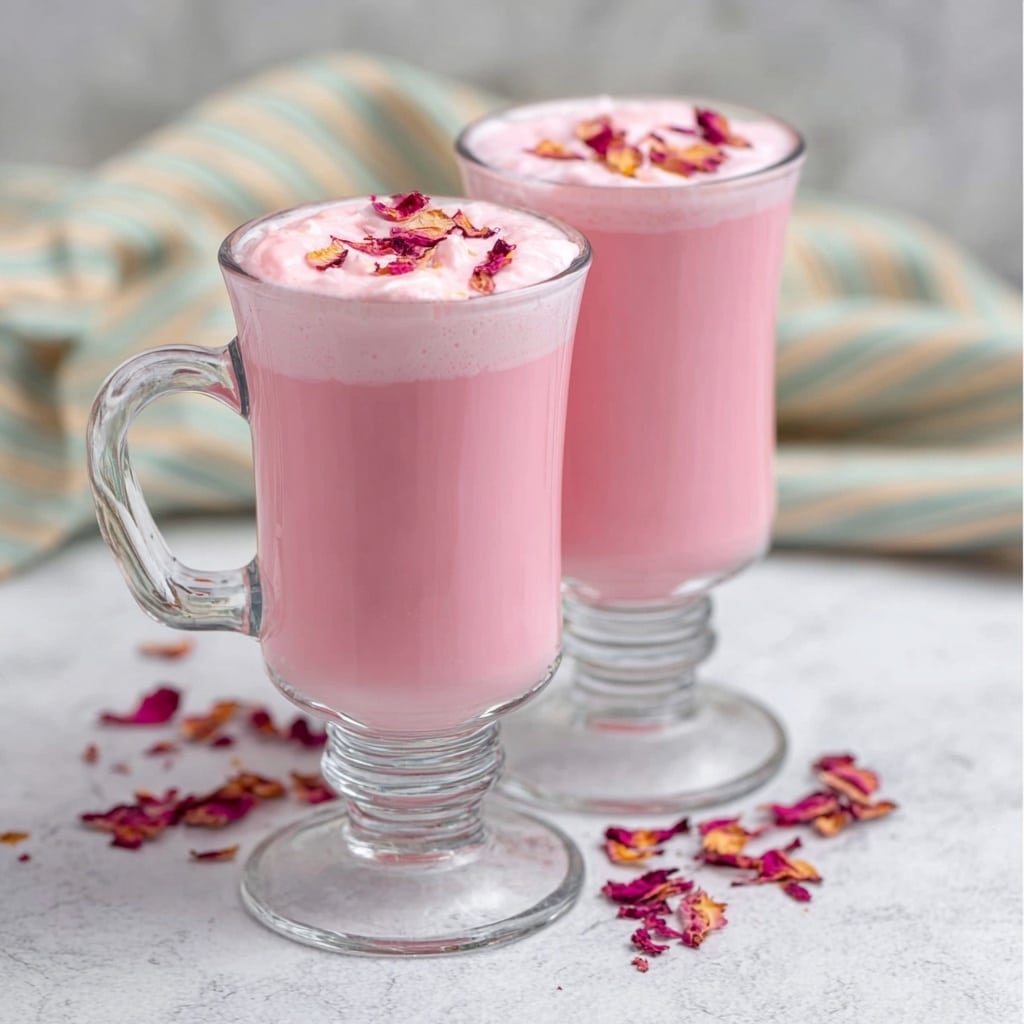 Creamy Rose Milk Recipe with optional fragrant and crunchy toppings Recipe