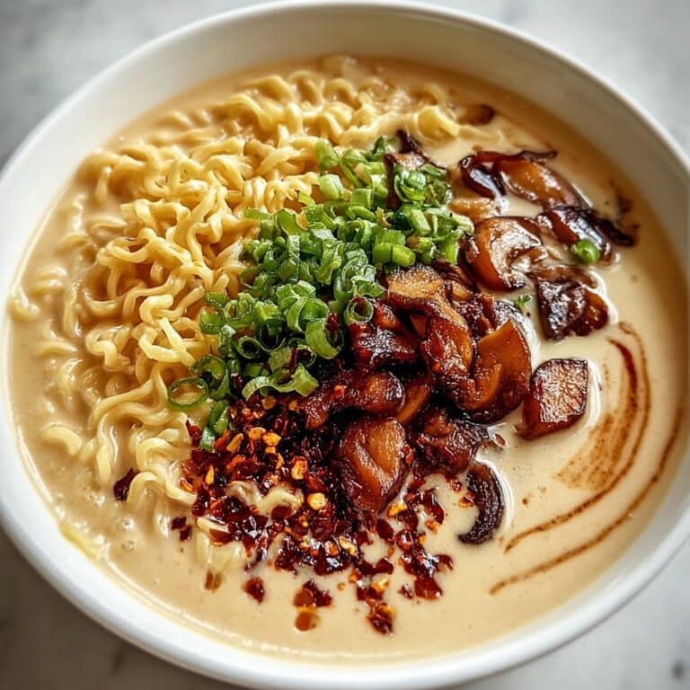 Fiery Chicken Ramen with Creamy Garlic Sauce Recipe