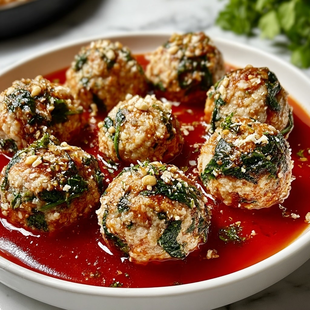 Baked Chicken Ricotta Meatballs with Spinach Recipe - Recipe Image