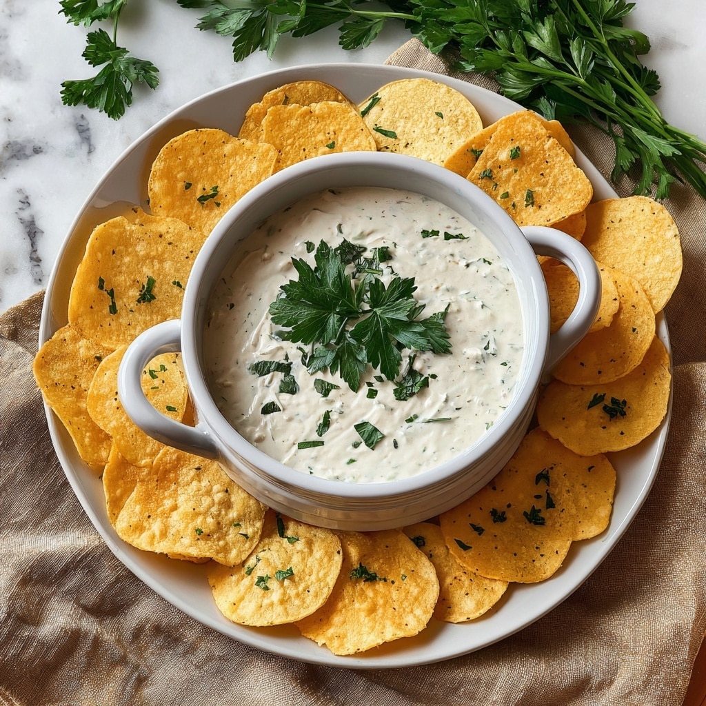 Caramelized Onion Dip with Potato Chips Recipe - Recipe Image