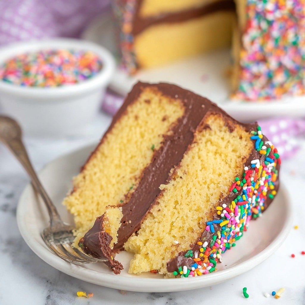 The BEST Yellow Cake with Chocolate Buttercream Frosting Recipe - Recipe Image