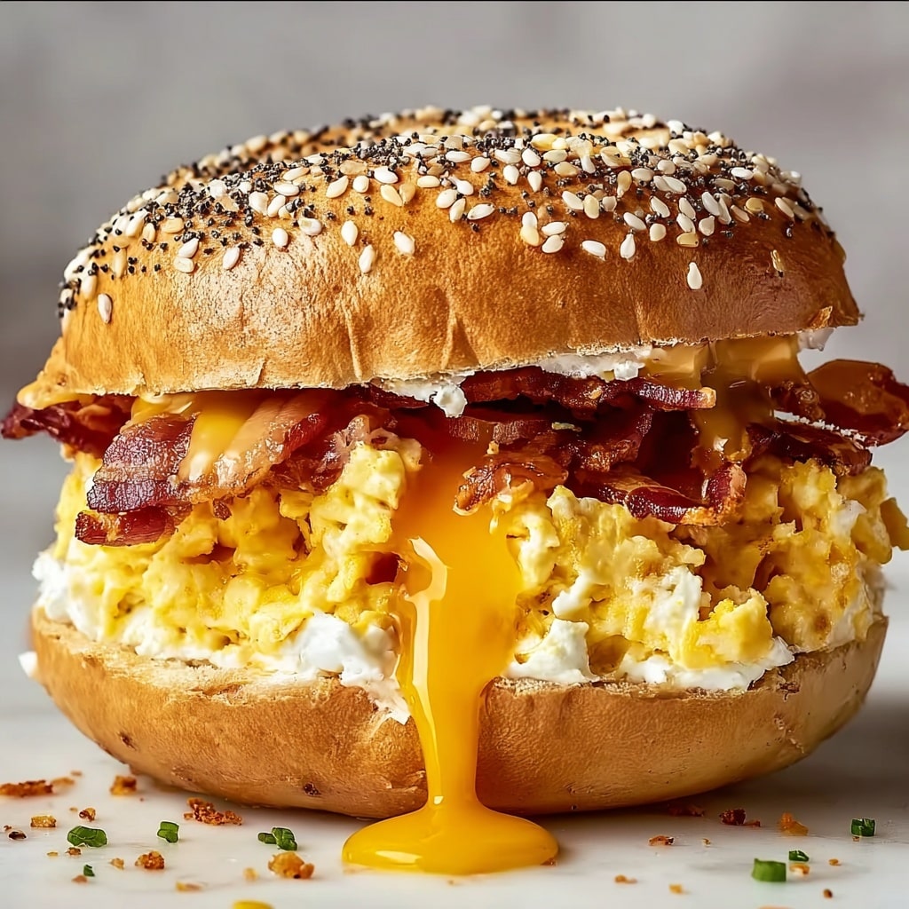 Bagel Breakfast Sandwich with Spicy Mayo, Egg, Cheese, and Bacon Recipe