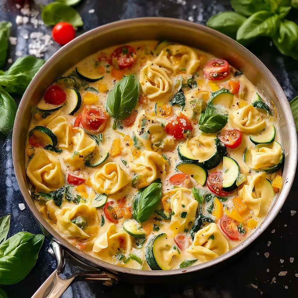 Creamy Chicken Tortellini with Veggies Recipe - Recipe Image