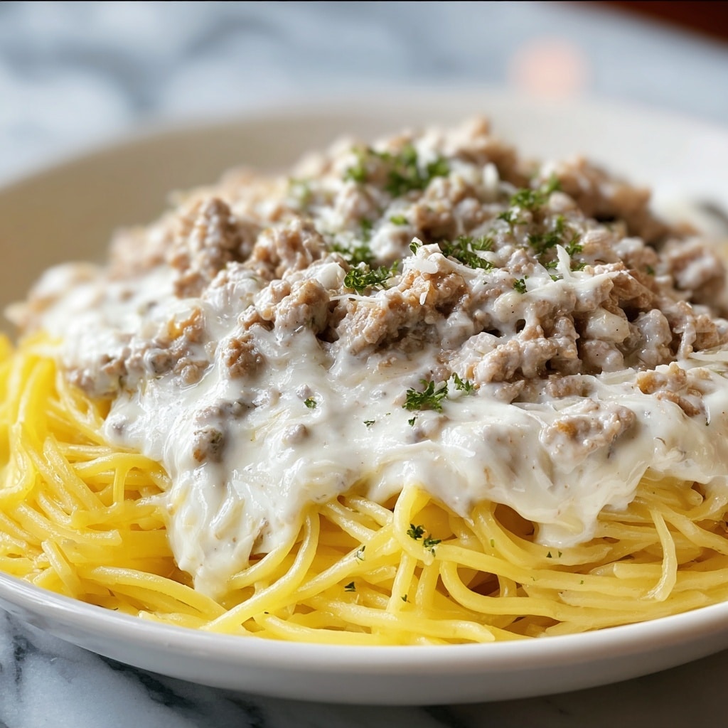 Cheesy Beef Alfredo with Linguine Recipe - Recipe Image