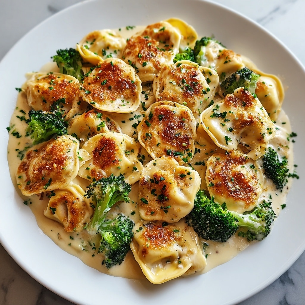 Creamy Garlic Parmesan Tortellini with Chicken & Broccoli Recipe