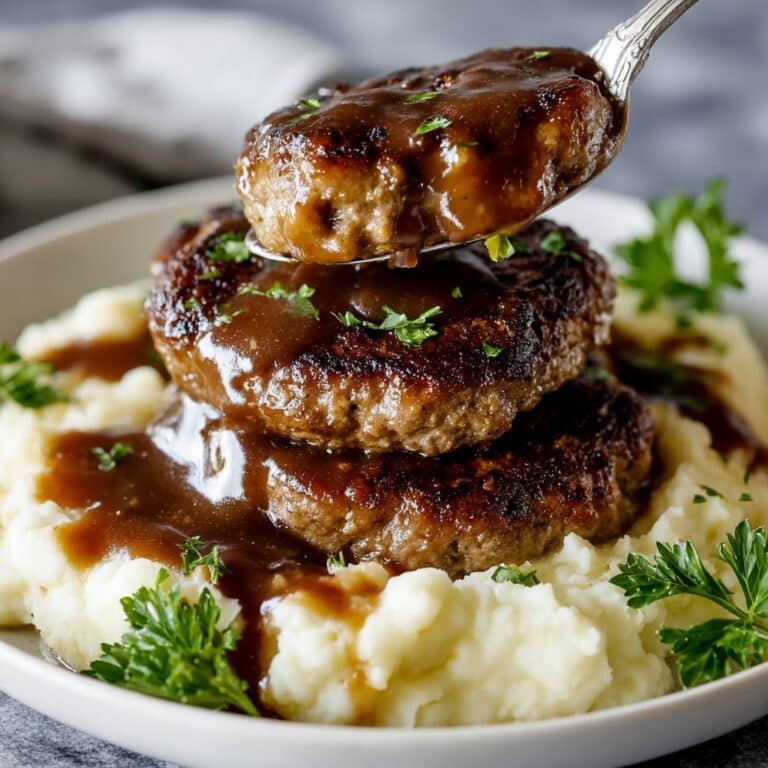 Salisbury Steak with Mushroom Gravy and Creamy Mashed Potatoes Recipe