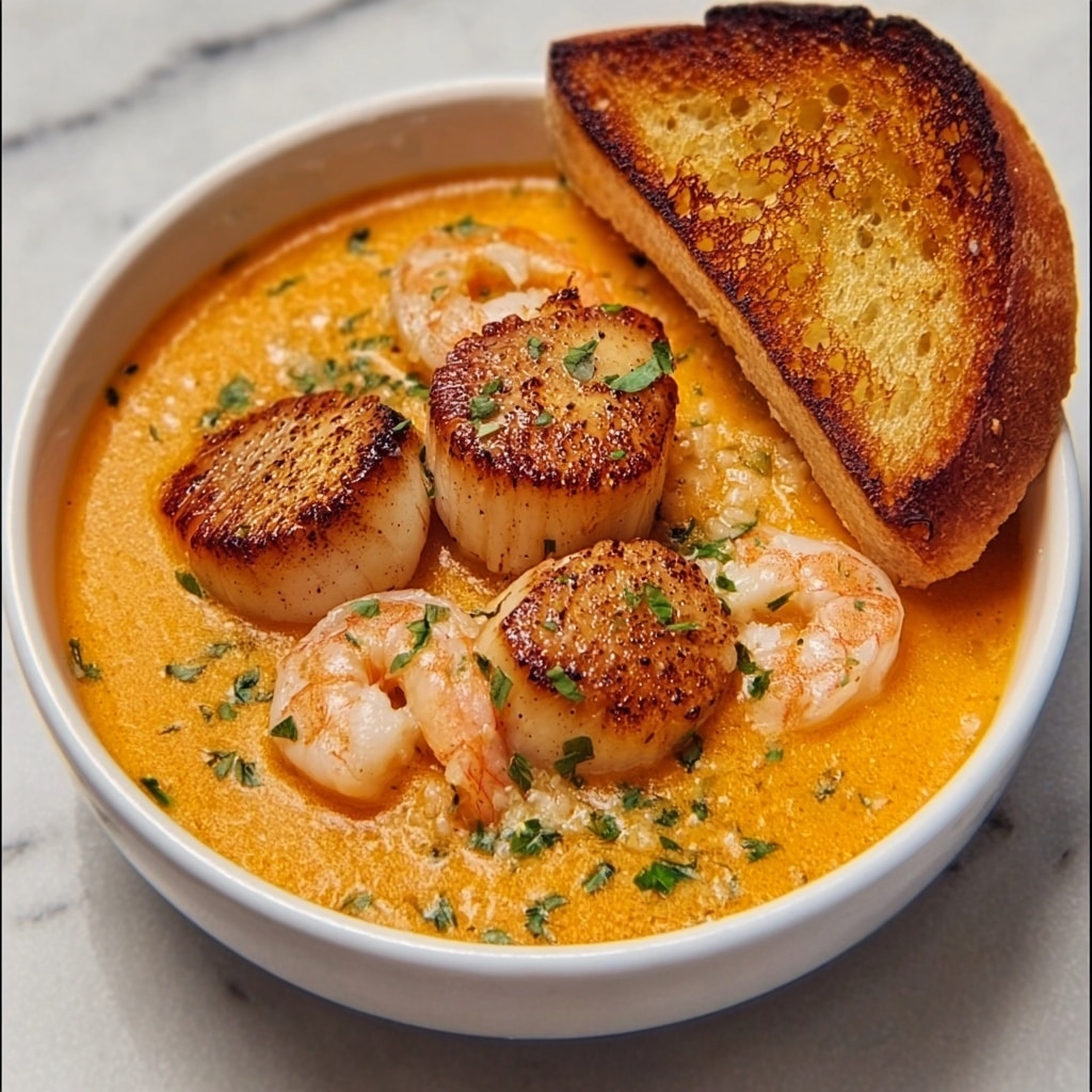 Seafood Bisque with Scallops, Cod, and Shrimp Recipe - Recipe Image