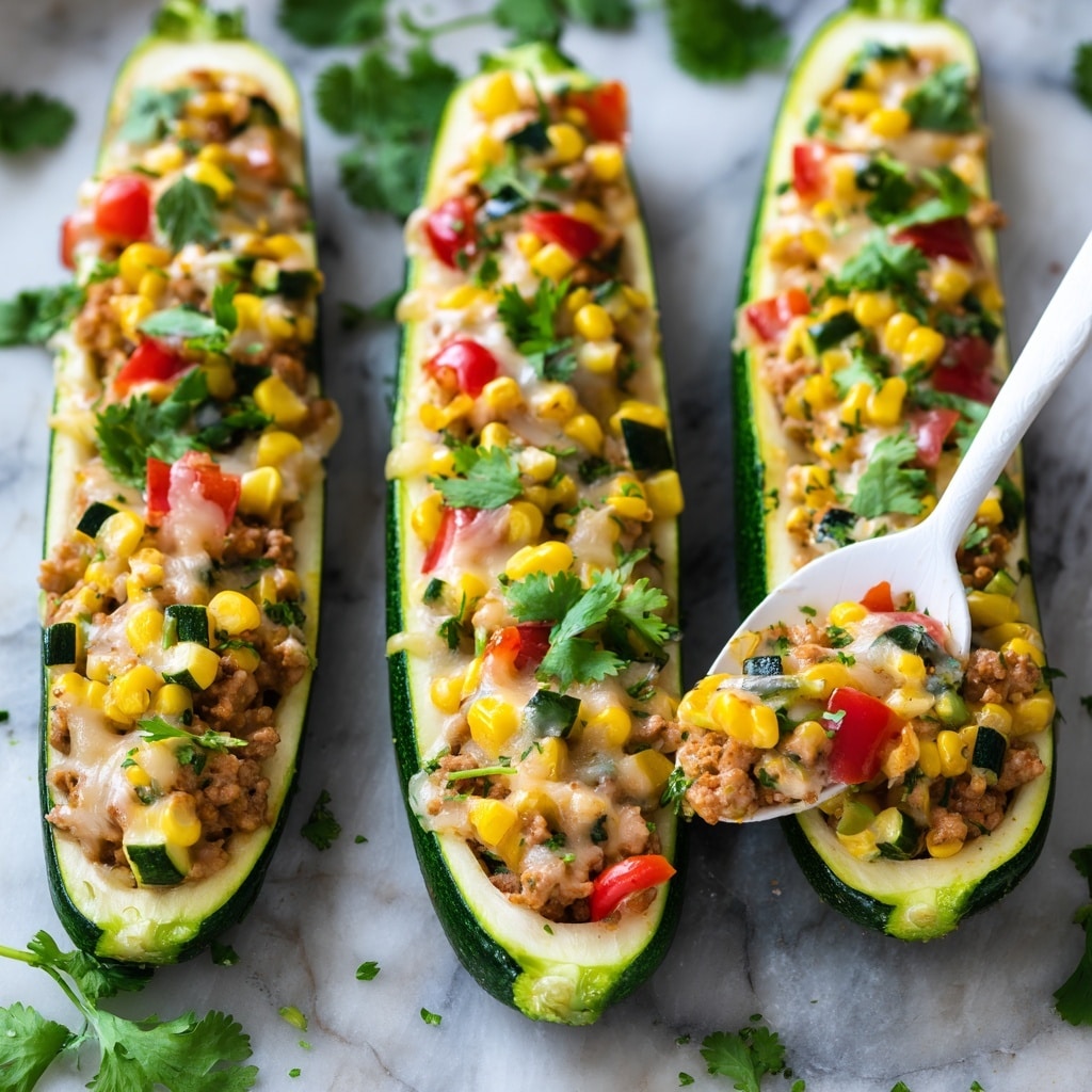 Turkey and Veggie Stuffed Zucchini Boats Recipe - Recipe Image