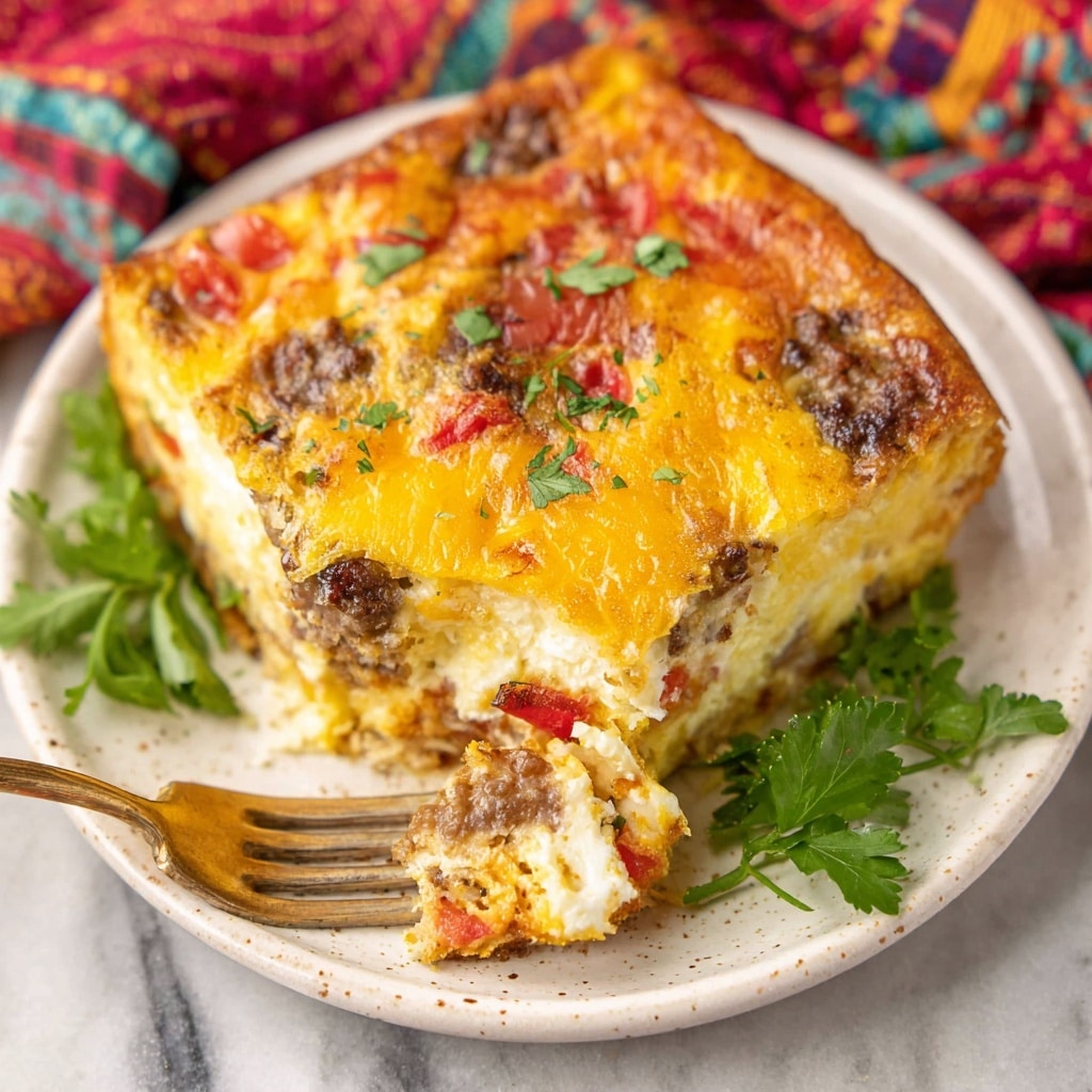 Rotel Sausage Cream Cheese Breakfast Casserole Recipe - Recipe Image