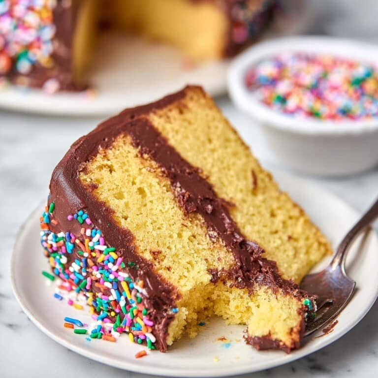 The BEST Yellow Cake with Chocolate Buttercream Frosting Recipe
