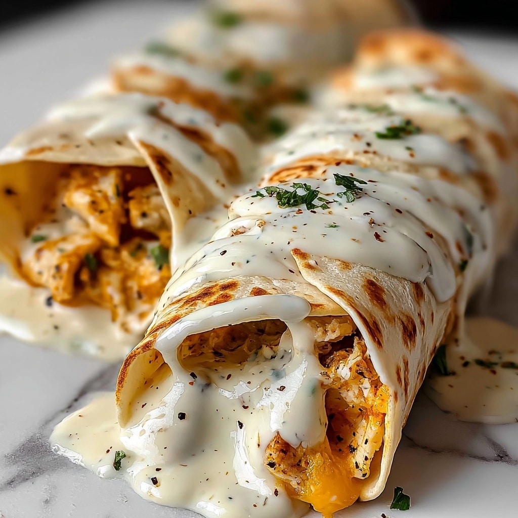 Cheesy Chicken Alfredo Wraps Recipe - Recipe Image