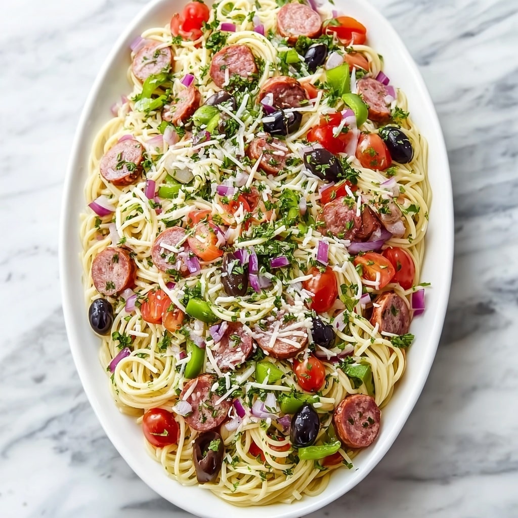Summer Italian Spaghetti Salad Recipe - Recipe Image