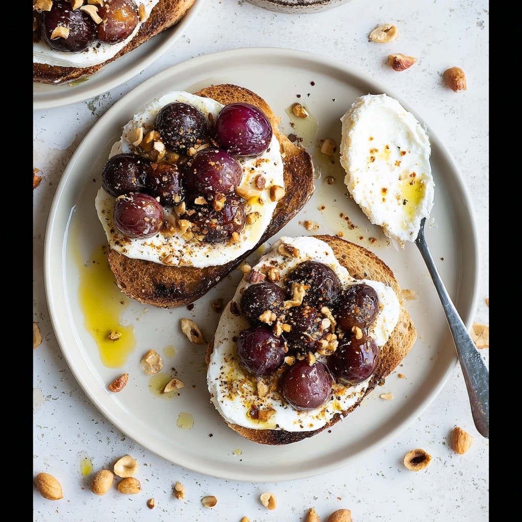 Roasted Grapes on Ricotta Toasts Recipe - Recipe Image