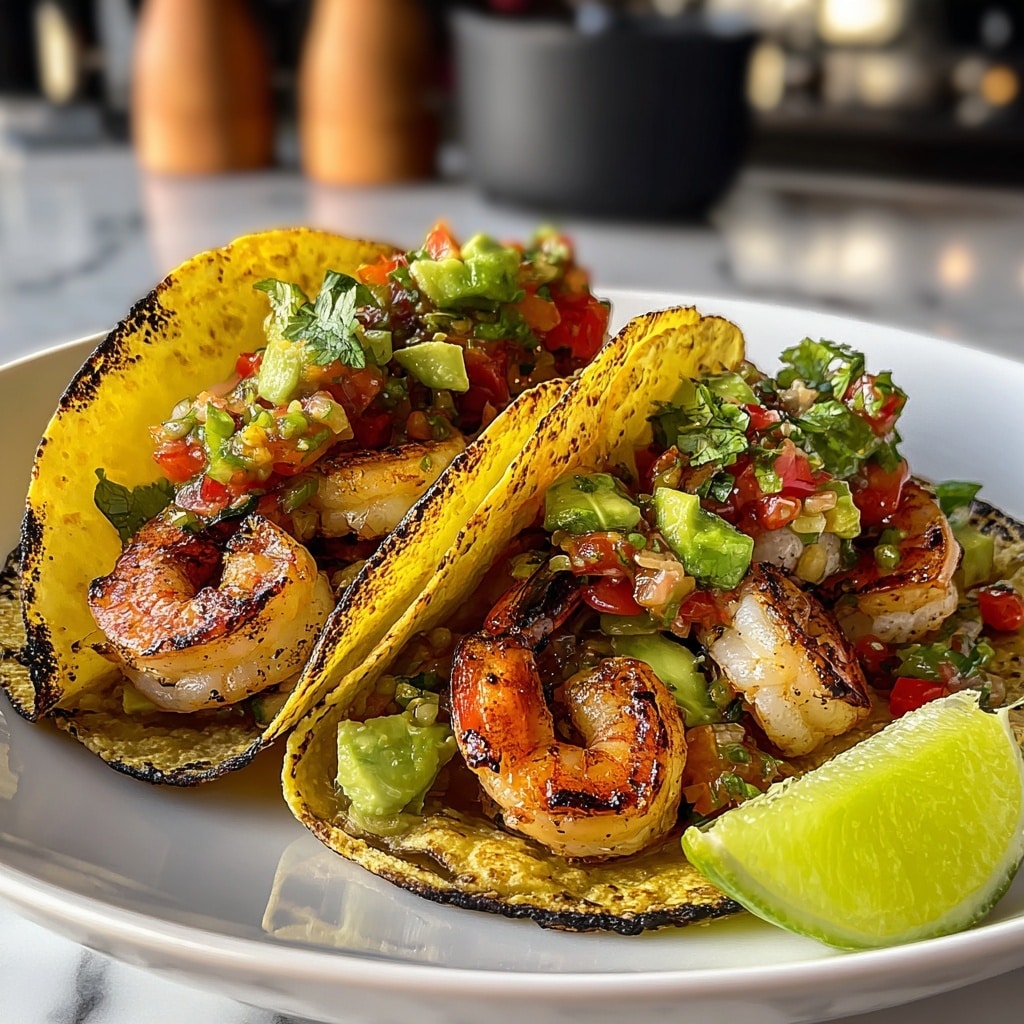 Grilled Shrimp Tacos with Avocado Salsa Recipe - Recipe Image